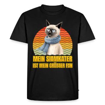 Siamese cats MY SIAMESE CAT IS MY BIGGEST FAN - Men's Premium Organic T-Shirt - black - Front - Nico (187cm)