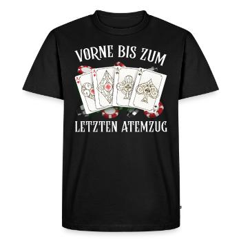 Joueur de poker drôle FRONT TILL LAST BREATH - T-shirt Premium bio Homme - noir - Devant - Nico (187cm)
