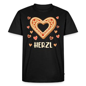 Herzl Spatzal Cœur Bavarois - T-shirt Premium bio Homme - noir - Devant - Nico (187cm)
