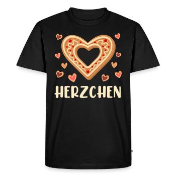Herzl Spatzal Bavarian Heart - Men's Premium Organic T-Shirt - black - Front - Nico (187cm)