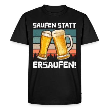 Boire de la bière au lieu de la noyer - T-shirt Premium bio Homme - noir - Devant - Nico (187cm)