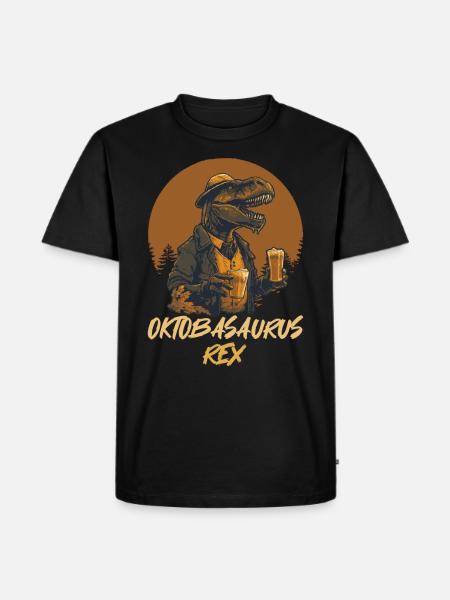 Oktbasaurusrex Bier Dinosaurier Biertrinker - Männer Premium Bio T-Shirt - Schwarz