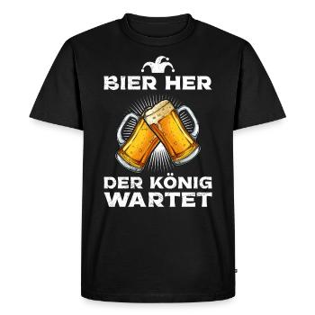 The king is waiting for his beer - Men's Premium Organic T-Shirt - black - Front - Nico (187cm)