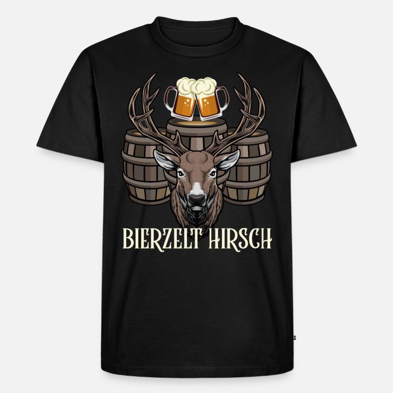 Bierzelt Hirsch - Männer Premium Bio T-Shirt - Schwarz