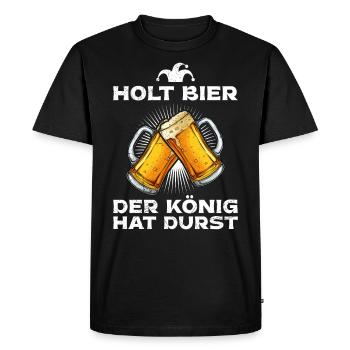 Get beer, the king is thirsty - Men's Premium Organic T-Shirt - black - Front - Nico (187cm)