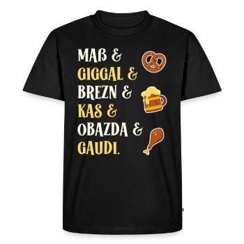 Mass Giggal Bretzels Kas Obazda Gaudí Mots bavarois - T-shirt Premium bio Homme - noir - Devant - Nico (187cm)