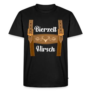 Tente à bière cerf avec lederhosen Bavière - T-shirt Premium bio Homme - noir - Devant - Nico (187cm)
