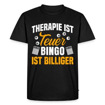 Bingo players THERAPY IS EXPENSIVE BINGO IS CHEAPER - Men's Premium Organic T-Shirt - black - Front - Nico (187cm)