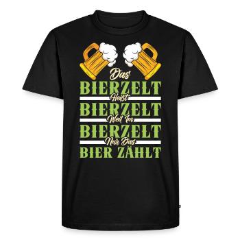 LA TENTE À BIÈRE EST APPELÉE TENTE À BIÈRE PARCE QUE SEULE LA BIÈRE COMPTE - T-shirt Premium bio Homme - noir - Devant - Nico (187cm)