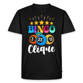 Bingo Player BINGO CLIQUE Fun Bingo - Men's Premium Organic T-Shirt - black - Front - Nico (187cm)