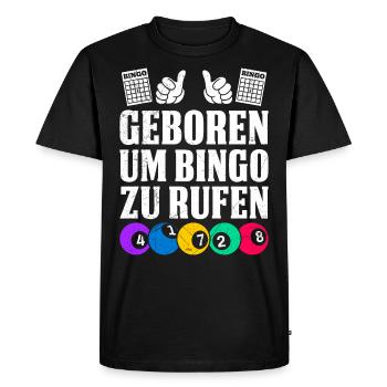 Bingo Lovers BORN TO CALL BINGO - Men's Premium Organic T-Shirt - black - Front - Nico (187cm)