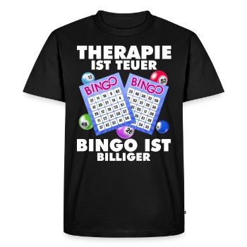 Bingo THERAPY IS EXPENSIVE BINGO IS CHEAPER - Men's Premium Organic T-Shirt - black - Front - Nico (187cm)