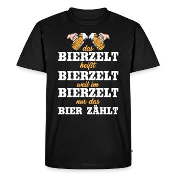 LA TENTE À BIÈRE EST APPELÉE TENTE À BIÈRE PARCE QUE SEULE LA BIÈRE COMPTE - T-shirt Premium bio Homme - noir - Devant - Nico (187cm)