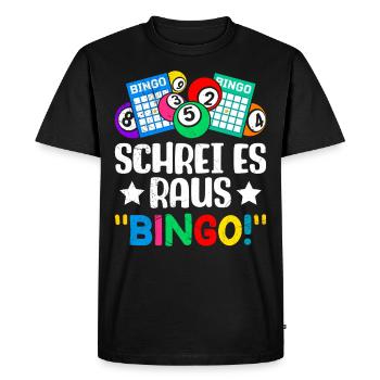 Bingo Players SHOUT IT OUT BINGO! Fun Bingo - Men's Premium Organic T-Shirt - black - Front - Nico (187cm)