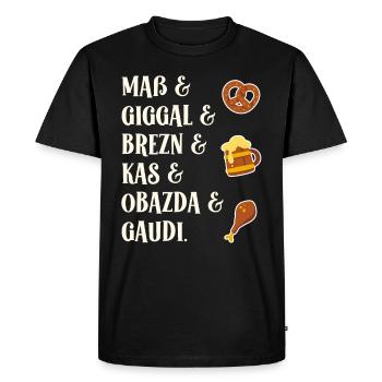 Mass Giggal Bretzels Kas Obazda Gaudí Mots bavarois - T-shirt Premium bio Homme - noir - Devant - Nico (187cm)