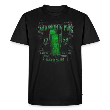 Grün Shirt Irish Pub Glück Kleeblatt Bier - Männer Premium Bio T-Shirt - Schwarz - Vorne - Nico (187cm)
