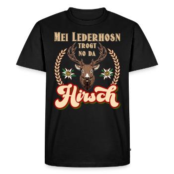 Munich Volksfest MEI LEDERHOSEN NE PORTE PAS DE HIRSCH - T-shirt Premium bio Homme - noir - Devant - Nico (187cm)