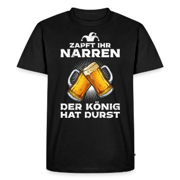 Vous les imbéciles tapez, le roi a soif, buveur de bière - T-shirt Premium bio Homme - noir - Devant - Nico (187cm)