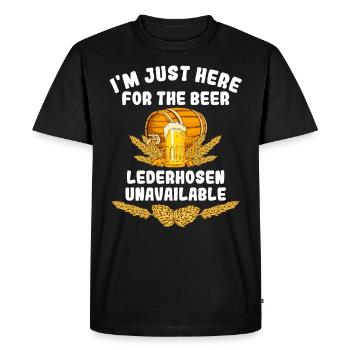 Festival folklorique de Munich JE SUIS JUSTE LÀ POUR LA BIÈRE - T-shirt Premium bio Homme - noir - Devant - Nico (187cm)