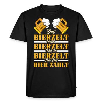 LA TENTE À BIÈRE EST APPELÉE TENTE À BIÈRE PARCE QUE SEULE LA BIÈRE COMPTE - T-shirt Premium bio Homme - noir - Devant - Nico (187cm)