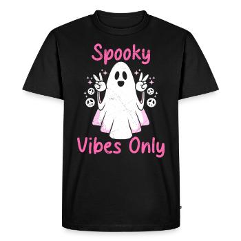 Halloween Fille SPOOKY VIBES Fête d’Halloween - T-shirt Premium bio Homme - noir - Devant - Nico (187cm)