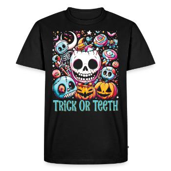 Halloween Costume Kids TRICK OR TEETH Funny - Men's Premium Organic T-Shirt - black - Front - Nico (187cm)