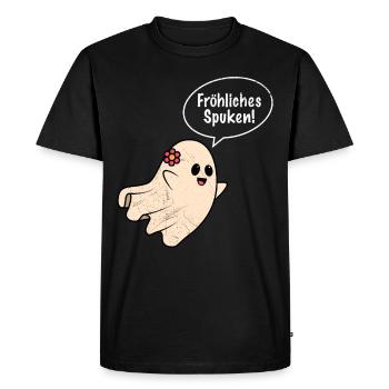 Halloween Costume Kids HAPPY HAUNTING - Men's Premium Organic T-Shirt - black - Front - Nico (187cm)