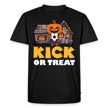 Halloween Kids KICK OR TREAT Funny Football Fan - Men's Premium Organic T-Shirt - black - Front - Nico (187cm)