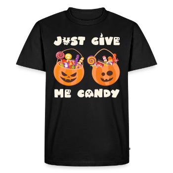Halloween Costume JUST GIVE ME CANDY Halloween - Men's Premium Organic T-Shirt - black - Front - Nico (187cm)