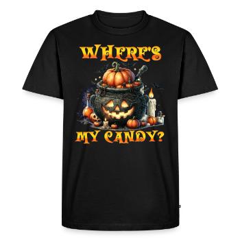 Halloween Kids OÙ SONT MES BONBONS ? Flippant - T-shirt Premium bio Homme - noir - Devant - Nico (187cm)