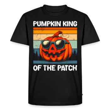 Halloween Costume PUMPKIN KING OF THE PATCH - Men's Premium Organic T-Shirt - black - Front - Nico (187cm)