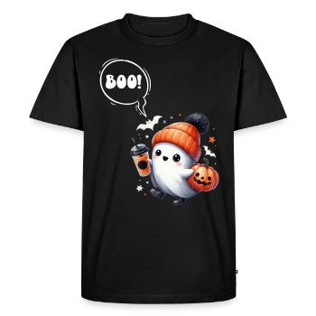 Halloween Costume Kids BOOO Funny Girl - Men's Premium Organic T-Shirt - black - Front - Nico (187cm)