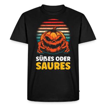 Fête d’Halloween TRICK OR TREAT - T-shirt Premium bio Homme - noir - Devant - Nico (187cm)