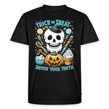 Halloween Costume Kids TRICK OR TREAT BRUSH YOUR - Men's Premium Organic T-Shirt - black - Front - Nico (187cm)