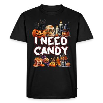 Fête d’Halloween Enfants J’AI BESOIN DE BONBONS Drôle - T-shirt Premium bio Homme - noir - Devant - Nico (187cm)