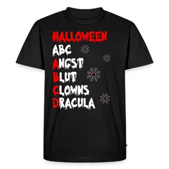 Halloween ABC ANGOISSE SANG CLOWNS DRACULA Drôle - T-shirt Premium bio Homme - noir - Devant - Nico (187cm)