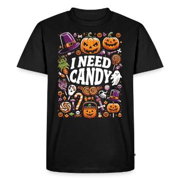 Costume d’Halloween Enfants J’AI BESOIN DE BONBONS DRÔLE - T-shirt Premium bio Homme - noir - Devant - Nico (187cm)