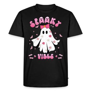 Halloween Fille SPOOKY VIBES Fête d’Halloween - T-shirt Premium bio Homme - noir - Devant - Nico (187cm)