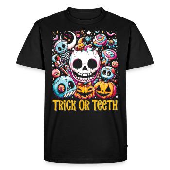Halloween Costume Kids TRICK OR TEETH Funny - Men's Premium Organic T-Shirt - black - Front - Nico (187cm)