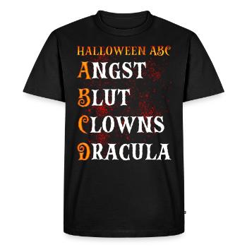 Halloween ABC ANGOISSE SANG CLOWNS DRACULA Drôle - T-shirt Premium bio Homme - noir - Devant - Nico (187cm)