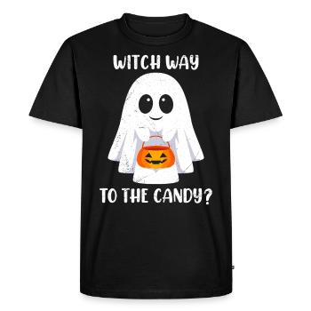 Costume d’Halloween Enfants WITCH WAY TO THE CANDY ? - T-shirt Premium bio Homme - noir - Devant - Nico (187cm)