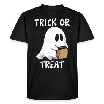 Fête d’Halloween TRICK OR TREAT - T-shirt Premium bio Homme - noir - Devant - Nico (187cm)