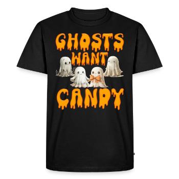 Fête d’Halloween FANTÔMES VEULENT DES BONBONS Drôle - T-shirt Premium bio Homme - noir - Devant - Nico (187cm)