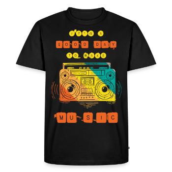 C’est une bonne journée pour faire de la musique - T-shirt Premium bio Homme - noir - Devant - Nico (187cm)