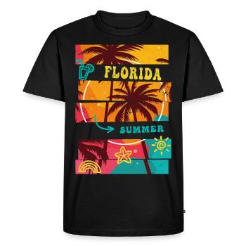 Florida USA Miami America Summer Palm Trees Beach - Men's Premium Organic T-Shirt - black - Front - Nico (187cm)