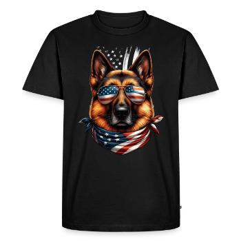 Amour de chien de drapeau américain de berger allemand - T-shirt Premium bio Homme - noir - Devant - Nico (187cm)