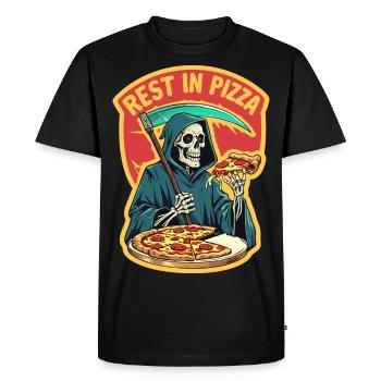 Repos dans la pizza - T-shirt Premium bio Homme - noir - Devant - Nico (187cm)
