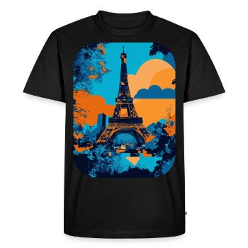 Tour Eiffel - minimaliste 🗼 - T-shirt Premium bio Homme - noir - Devant - Nico (187cm)