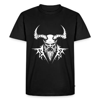 Guerrier Démoniaque Cornu - Art Métal Gothique Sombre - T-shirt Premium bio Homme - noir - Devant - Nico (187cm)