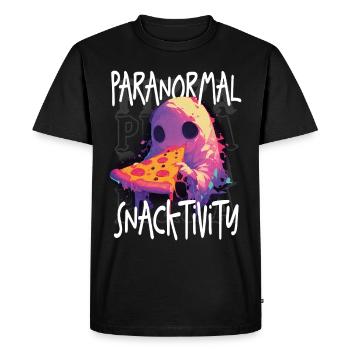 Paranormal Snacktivity - Mignon fantôme mangeant de la pizza - T-shirt Premium bio Homme - noir - Devant - Nico (187cm)